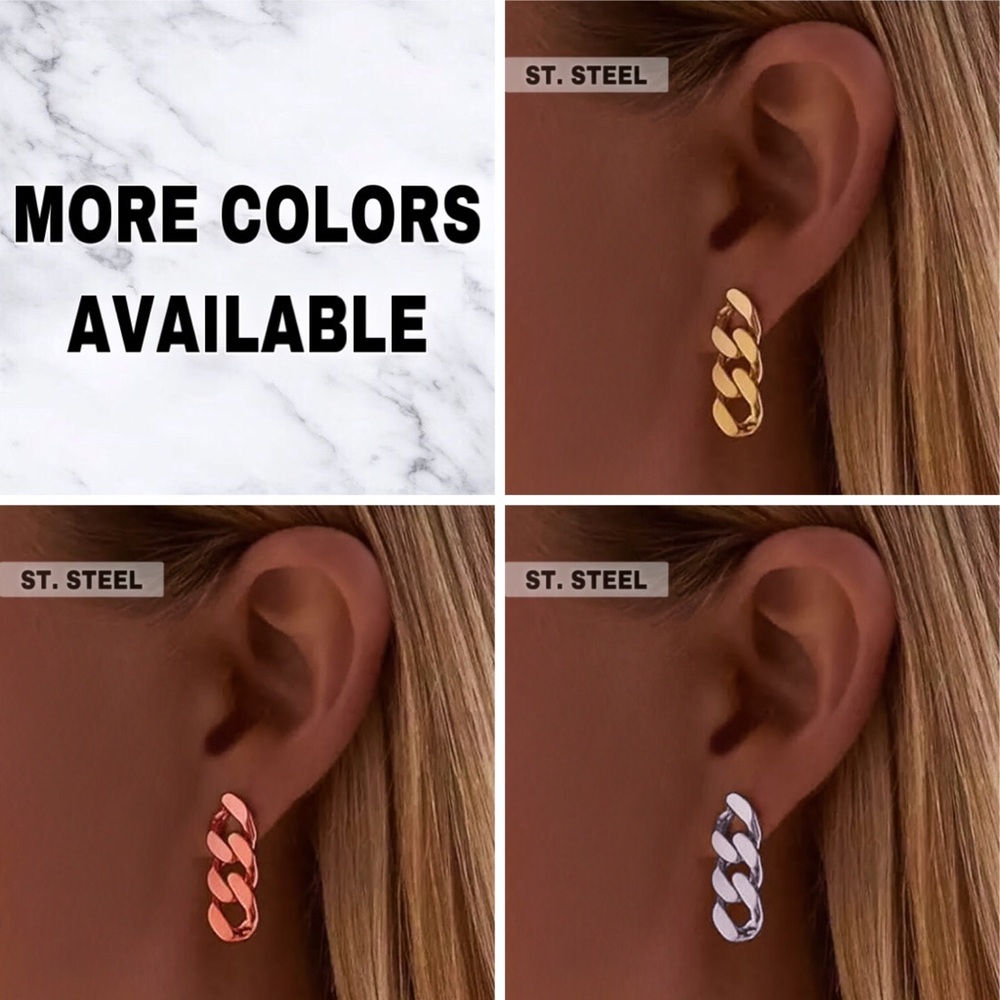⚜️[𝟯/$𝟭𝟴]⚜️Silver Chain Stainless Steel Drop Earrings NEW - Picture 7 of 9